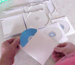 CDs go into sleeve or clamshell